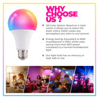 Dimmable E26 Warm LED Light Bulb, 6W RGBW Color 500LM with 16 Color Changing Modes for Christmas, Party etc with Remote Control 2 Pack