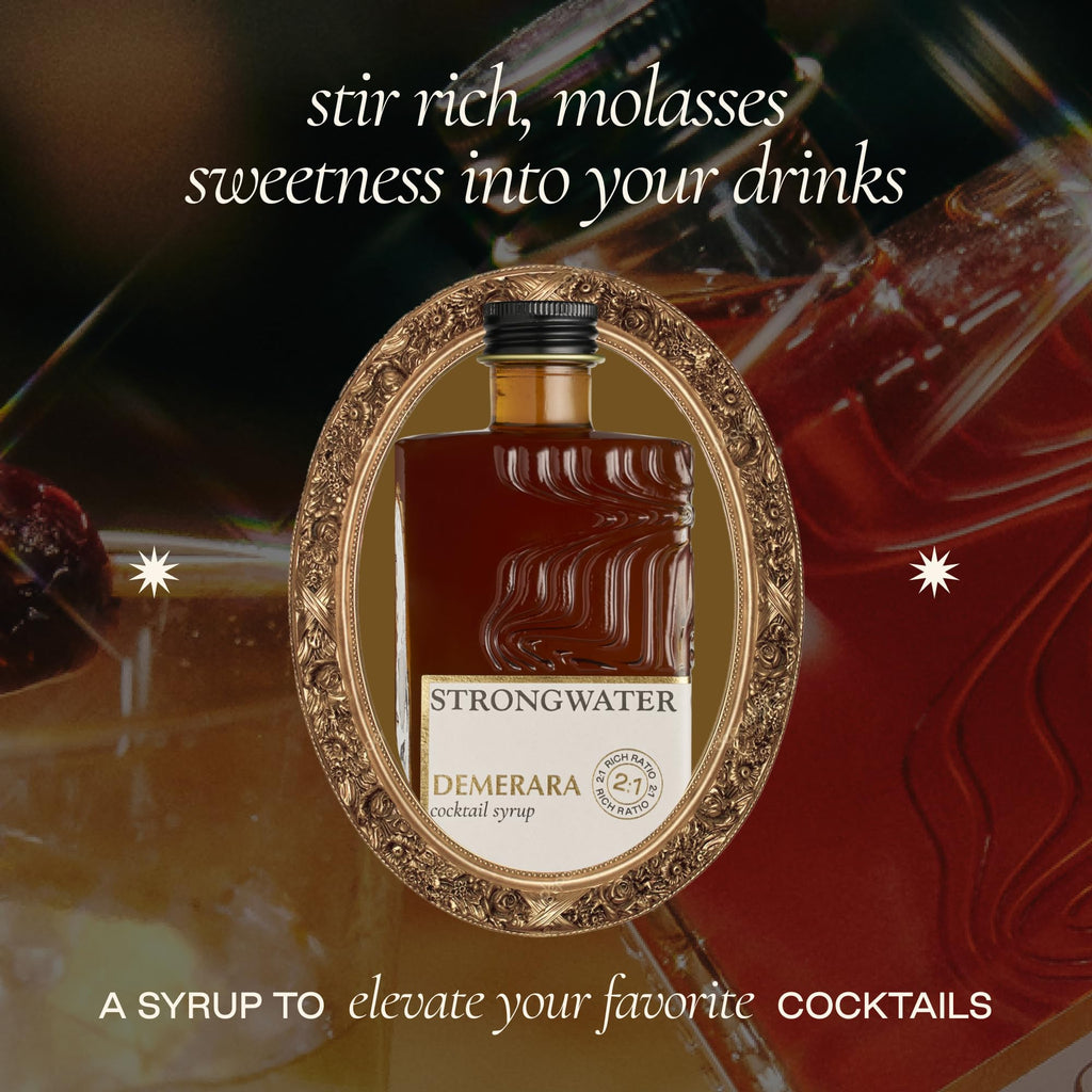 Strongwater Water Rich Demerara Syrup - Makes 16 Cocktails - Demerara Cocktail Syrup Handmade in USA with Filtered Rocky Mountain Water, Sugar, Simply Mix with