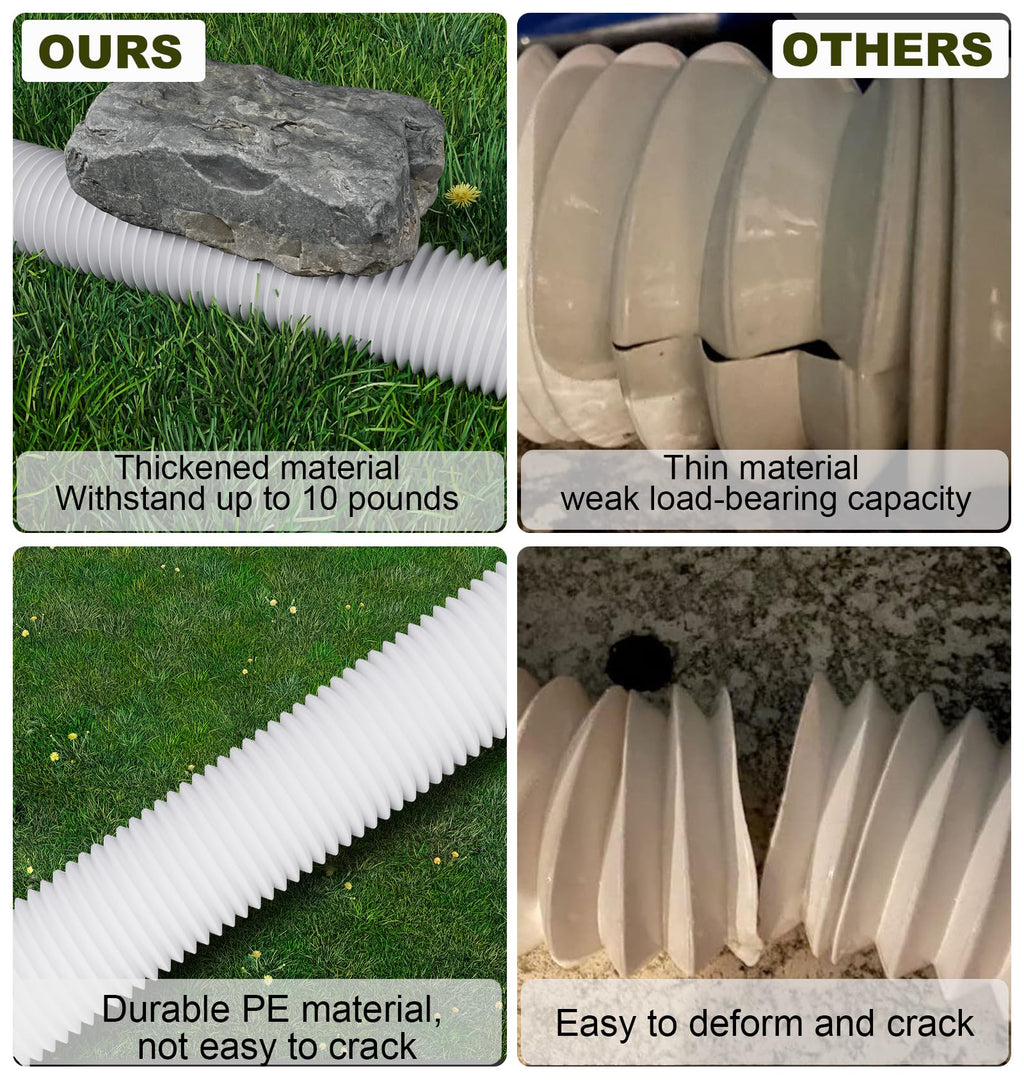 Ogutter Rain Gutter Downspout Extensions, Downspout Extender for Rainwater Drainage Flexible, Down Spout Drain Extension Pipe and Extendable from 21 to 66 Inches (2 Pack, White)