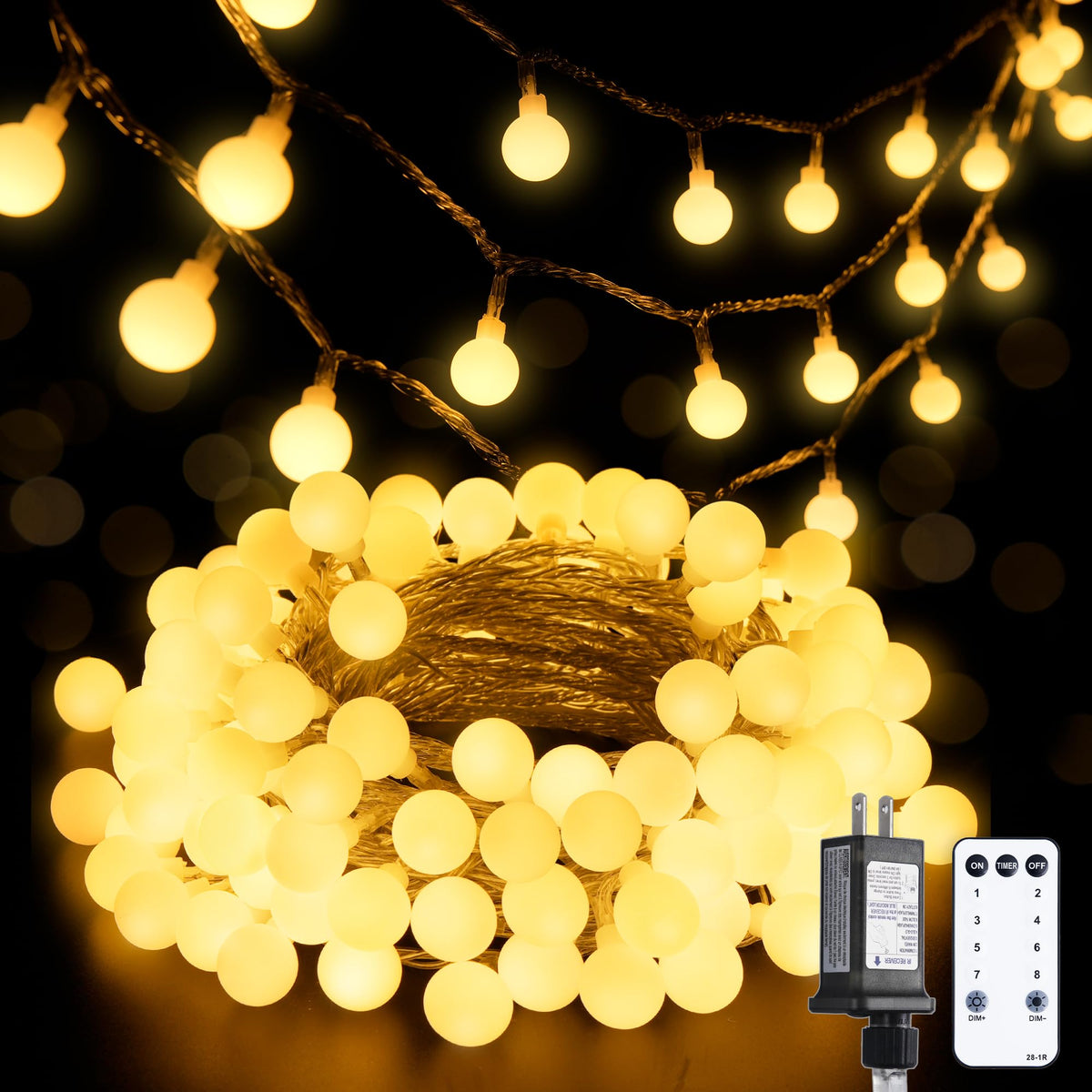 JMEXSUSS 100 LED Globe String Lights Indoor Bedroom, 33ft Fairy Lights