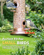iBorn Bird Feeders for Outdoors 14" 6 Ports Chew-Resistant, Copper, 1PK