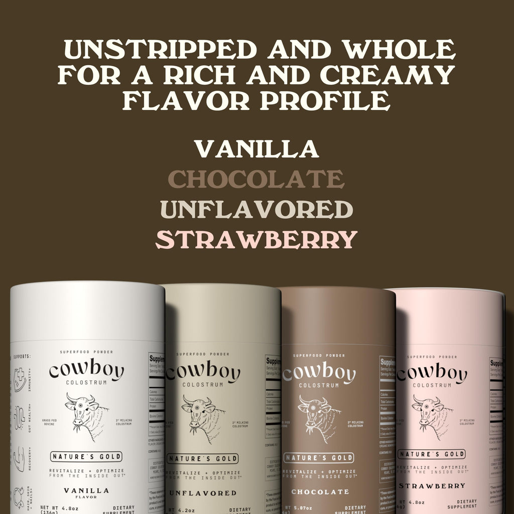 Cowboy - The Exclusive 1st Milking, Whole, Grass Fed Colostrum Supplement for Full Body Health - Bovine Colostrum Powder Packed w/Bioactive Nutrients - Sugar Free (Chocolate, 40 Servings)