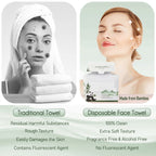 WOWOTEX Bamboo Viscose Disposable Face Towel Biodegradable Large Dry Face Wipes 120 Count Extra Thick Soft Clean Facial Towels for Sensitive Skin, Makeup Removing, Facial Cleansing