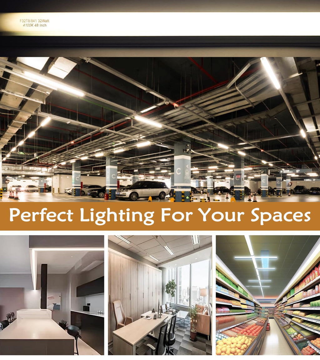 Konideke F32T8/841 32W 48 Inch T8 Fluorescent Tube Light Bulb, T8 Fluorescent Bulbs 4 Foot, 4ft Light Bulb, 4100K Cool White, 2850 Lumens, G13 Medium Bi-Pin Base,10 Pack