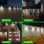 JSOT 16-Pack Solar Deck Lights Outdoor Waterproof, Stainless Steel Cold White LED Fence Lights, Solar Powered Step Lights for Outdoor Stairs, Patio, Railing, Yard, Garden