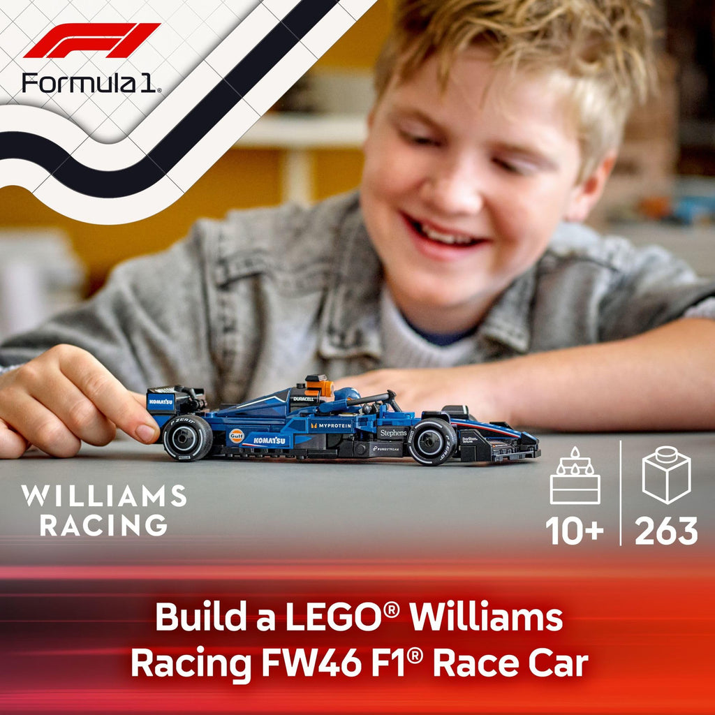 LEGO Speed Champions Williams Racing FW46 F1 Race Car Toy - Building Set for Kids, Boys & Girls, Ages 10+ - Toy Car for F1 Fans - Gift Idea for Birthday - 77249