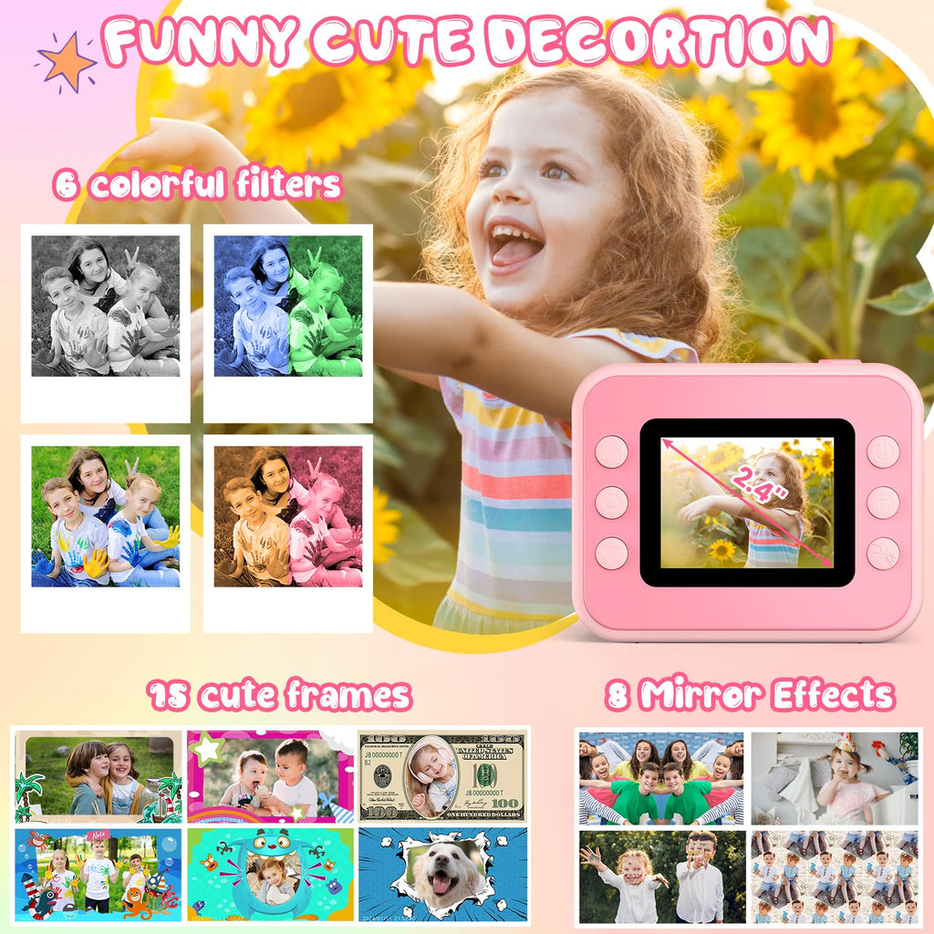 Kids Camera Instant Print, Kids Camera 1080P HD Video Digital Camera