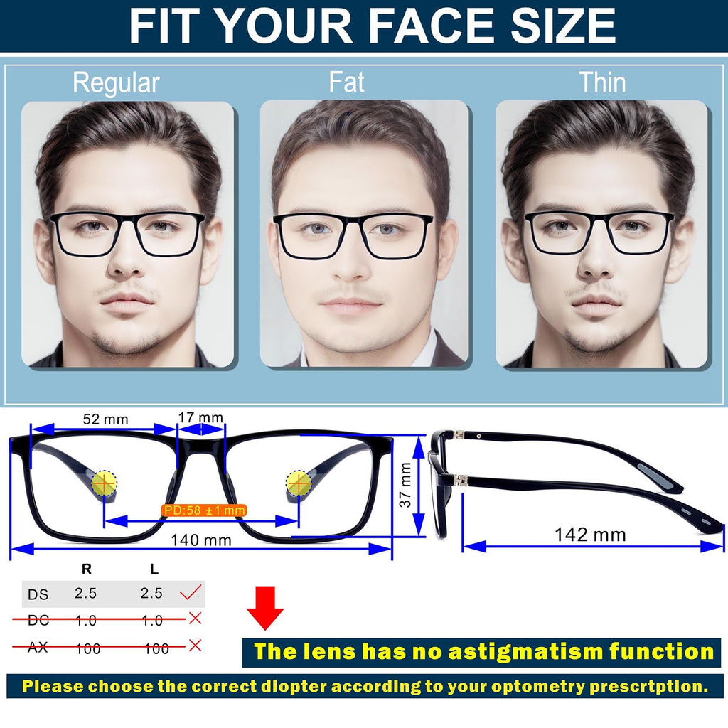 Distance Nearsighted Glasses For Men,Women Near Sighted Vision Driving Farsighted Eyeglasses,Mens Nearsight Myopia See Far Sight Computer Eye Glass,Cheaters Anti Blue Light Blocking TR90 Frame -0.75