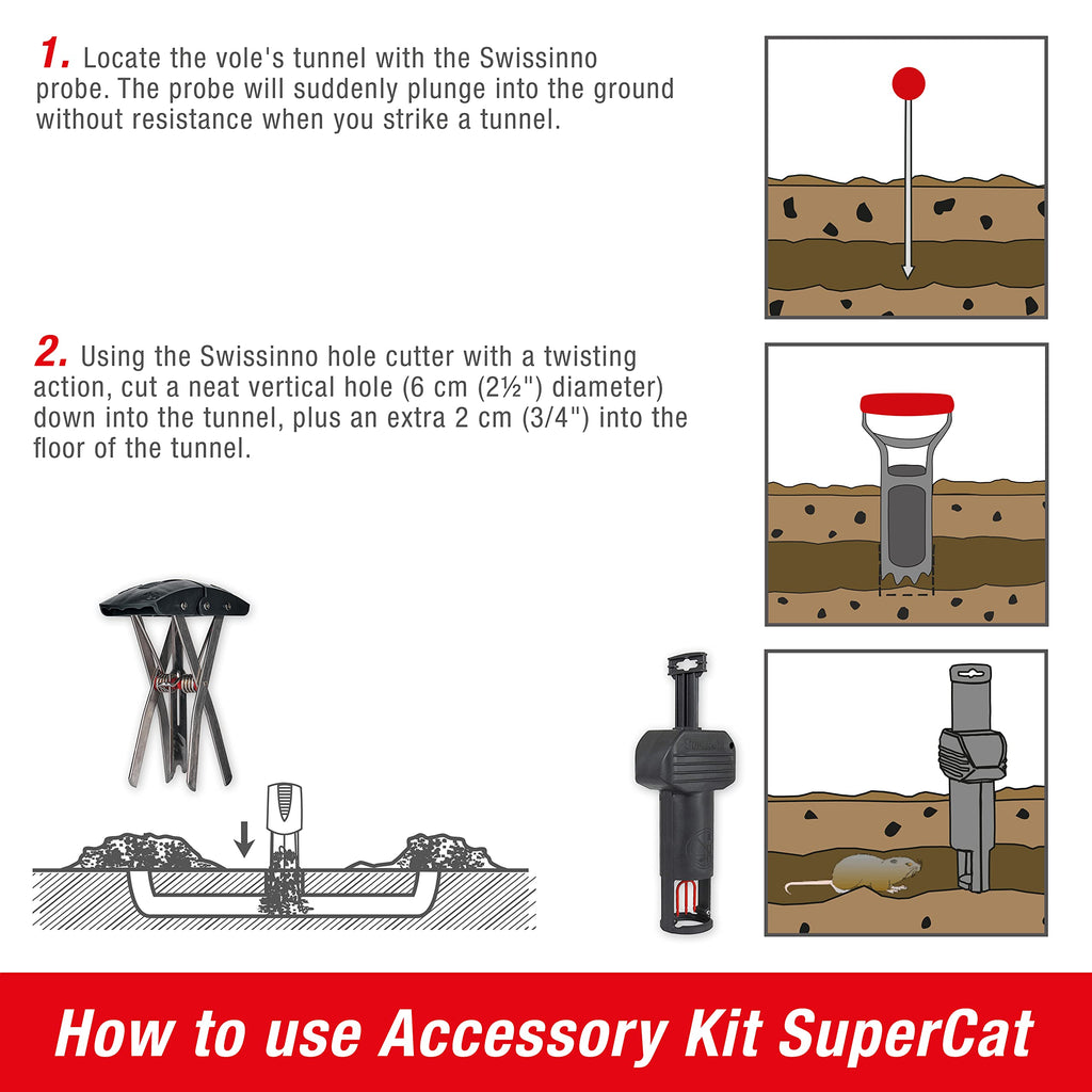 SWISSINNO Gopher & Vole Trap PRO SuperCat – Reusable Tunnel Trap with Dual-Trigger System – Easy to Set, Made in Europe – High Catch Rate - 1 Pcs