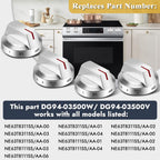 AMI PARTS NE63T8111SS NE63T8311SS NE63BG8315SS Fit for Samsung Electric Stove Knob Replacement Knobs for -DG94-03500V DG94-03500W DG94-03500A/Z (4PCS Silver)