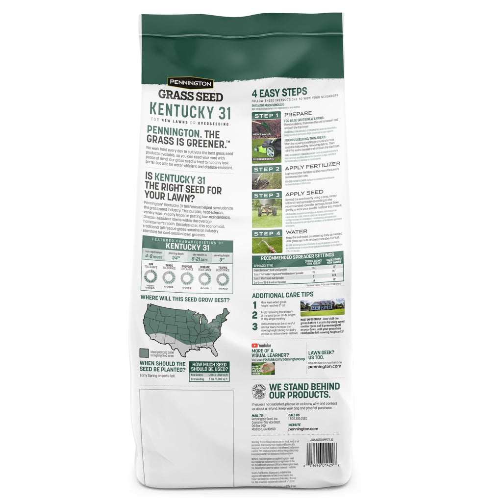 Pennington Kentucky 31 Tall Fescue Grass Seed, Drought-Resistant, 7 LB