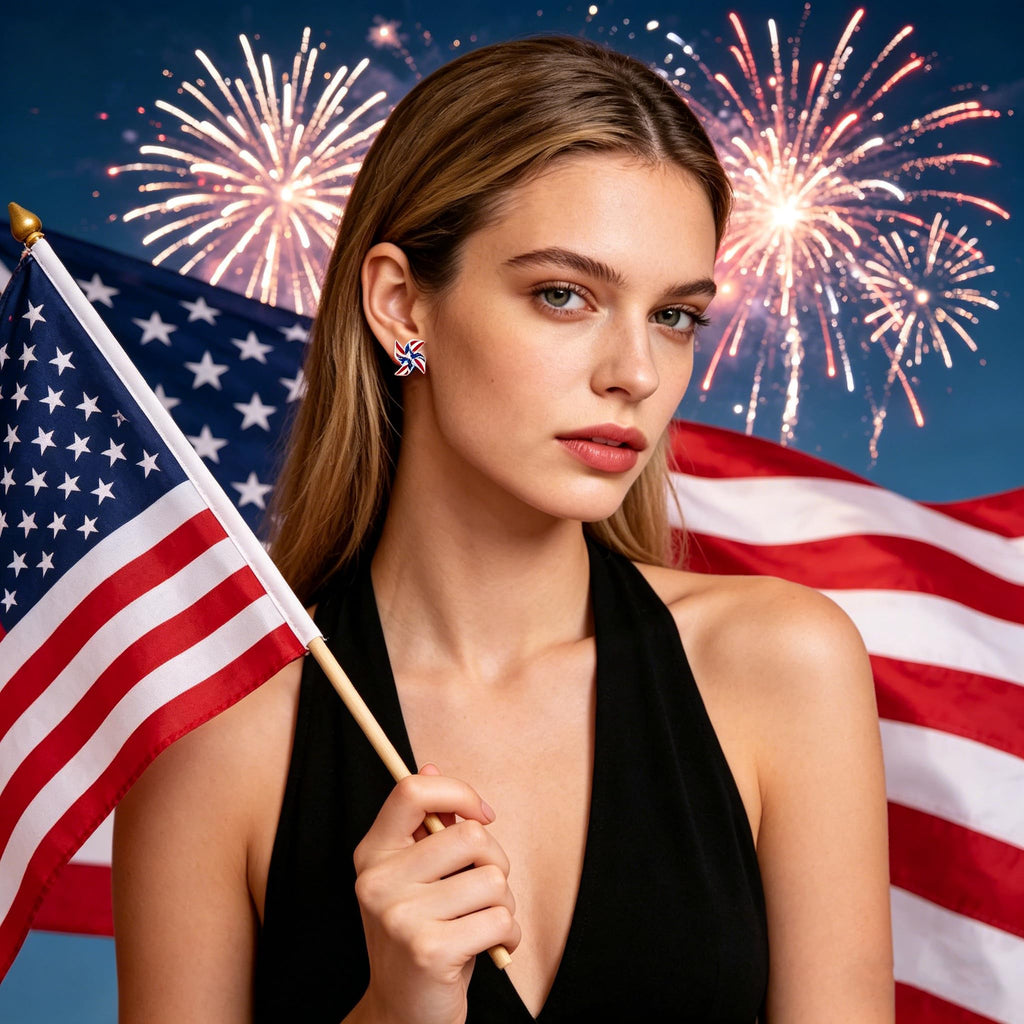 MALOYANVE 12 Pairs 4th of July Stud Earrings for Women Dainty Red Blue Star American Flag Butterfly USA Patriotic Studs Independence Memorial Day Earrings Party Favor Decor Accessory Jewelry Gifts (12 Pairs 4th of July Earrings)