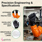 Gastody Chemical Resistant Gloves Extra-long 27.5" - Long PVC Arm Length Rubber Gloves Heavy Duty Waterproof with Cotton Liner for Household, Fishery Machinery, Chemical Industry Cleaning L