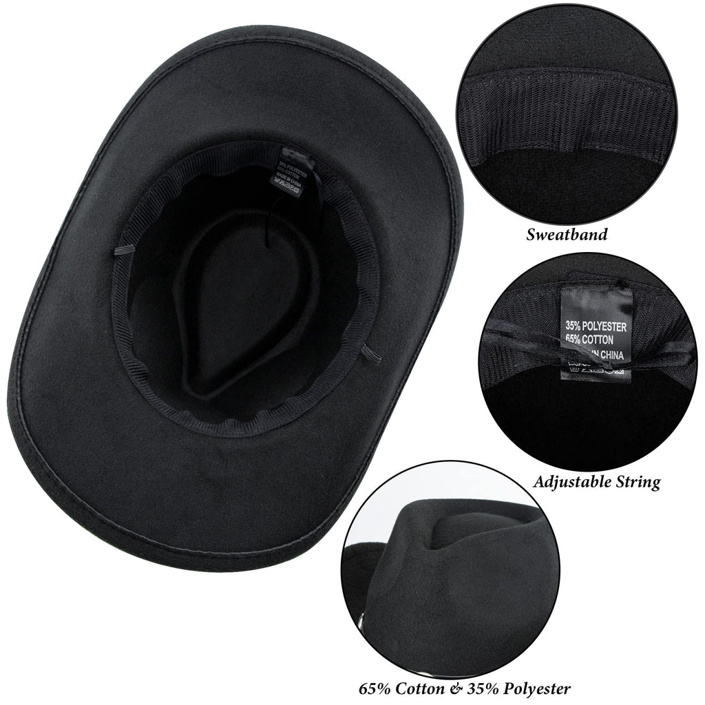 Western Cowboy Hat for Men Women Classic Fedora Cowgirl Hats Buckle Belt