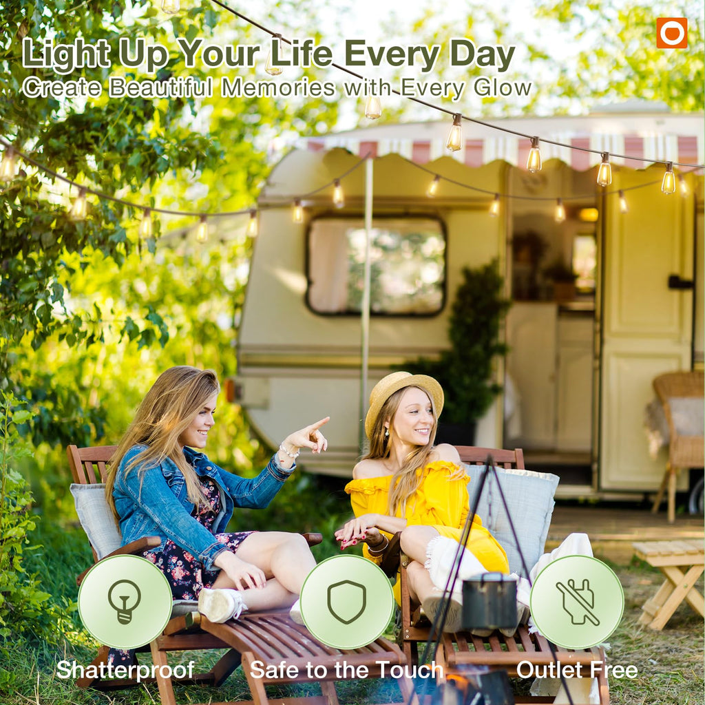 addlon 52(48+4) FT Solar String Lights Waterproof,Patio Lights Solar Powered with Remote & USB Port 16+1 LED Shatterproof Bulbs 3 Light Modes, Dimmable Solar Light for Camping Backyard Garden