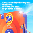 Tide evo Laundry Detergent Original Scent Works on 100% of Common Stains Concentrated Travel Detergent HE Compatible and Instant Dissolve Fights Stains Better than Leading Detergent Sheet, 42 Count