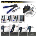 Pressure Rivet Nut Tool Kit, 430Pcs Metric Rivet Nut Combination (M8/M6/M5/M4/M3), Suitable for Furniture, Decoration, Automotive, Marine and Industrial Applications