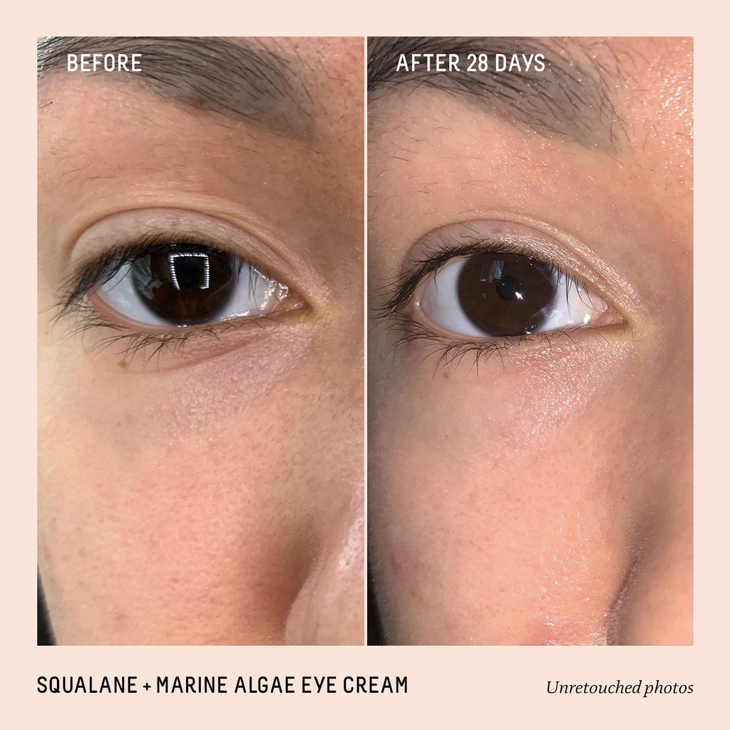 BIOSSANCE Squalane and Marine Algae Eye Cream - Anti-Aging Under Eye Cream for Fine Lines, Wrinkles, and Puffiness - Hydrating & Lifting Formula with Hyaluronic Acid and Paracress Extract - 0.5 Ounce