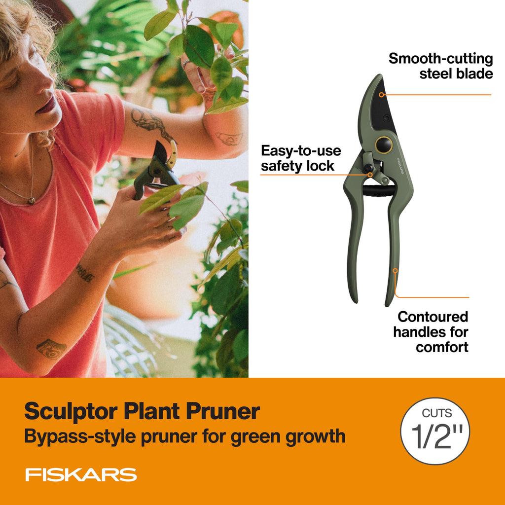 Fiskars Indoor Plant Care 3-Piece Set, Precision Gardening Tools, Green