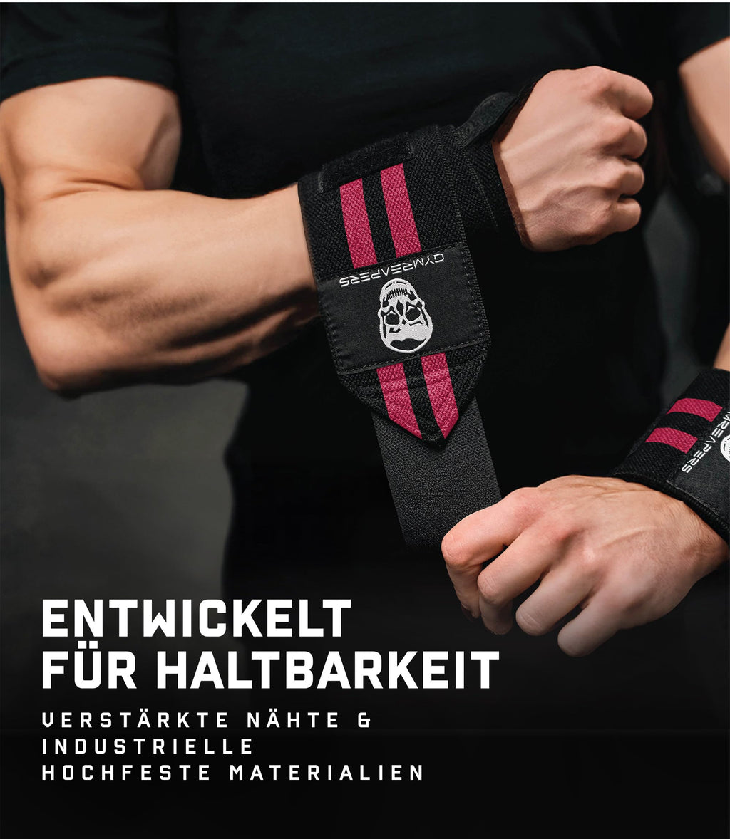 Gymreapers Weightlifting Wrist Wraps (Competition Grade) 18" Professional Quality Wrist Support with Heavy Duty Thumb Loop - Best Wrap for Powerlifting, Strength Training, Bodybuilding(Pink,18")