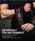 Gymreapers Weightlifting Wrist Wraps (Competition Grade) 18" Professional Quality Wrist Support with Heavy Duty Thumb Loop - Best Wrap for Powerlifting, Strength Training, Bodybuilding(Pink,18")