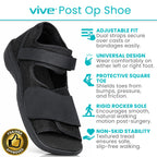 Vive Post Op Shoe - Lightweight Medical Walking Boot with Adjustable Strap - Orthopedic Recovery Cast Shoe for Post Surgery, Fractured Foot, Injured Toes, Stress Fracture, Sprains - Left or Right Foot