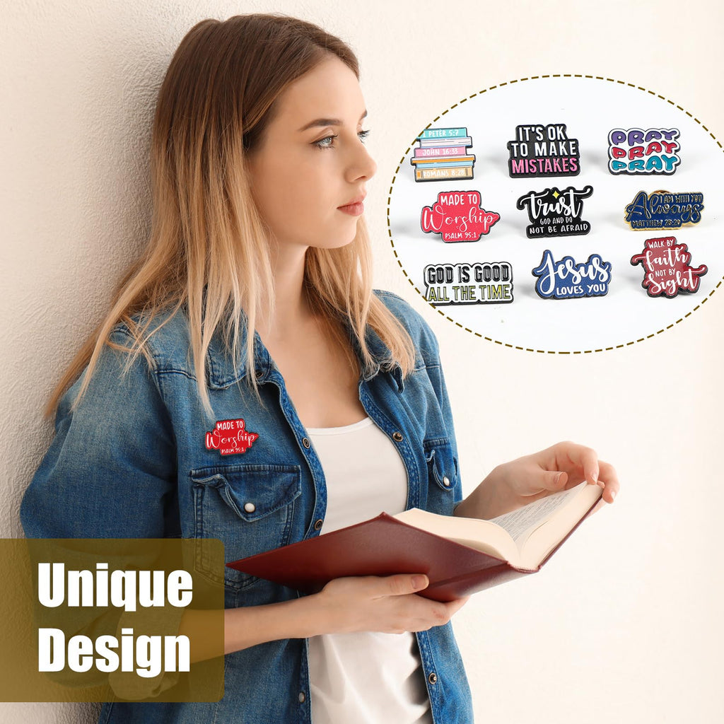 Huquary 36 Pcs 36 Pcs Bible Lapel Pin Set Christian Faith Enamel Pins Jesus Verse Lapel Religious Gifts Christ Bible Verses Gifts