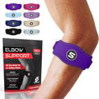 Sleeve Stars Tennis Elbow Brace for Women - Adjustable Tennis Elbow Strap, Golfers Elbow Brace for Men, Counterforce Brace for Tendonitis Relief, Fits 9"-23" (Pair/Dark Purple)