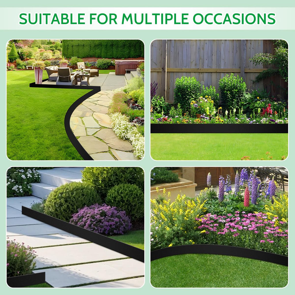 40 FT Landscape Edging No Dig [Extra Tall 4 Inch High] with 36 Spikes, Heavy-Duty Plastic Garden Edging Border