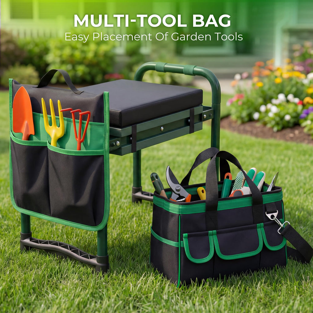 Walensee Garden Kneeler and Seat, with Wider Soft Kneeling Pad & Tool Pouch