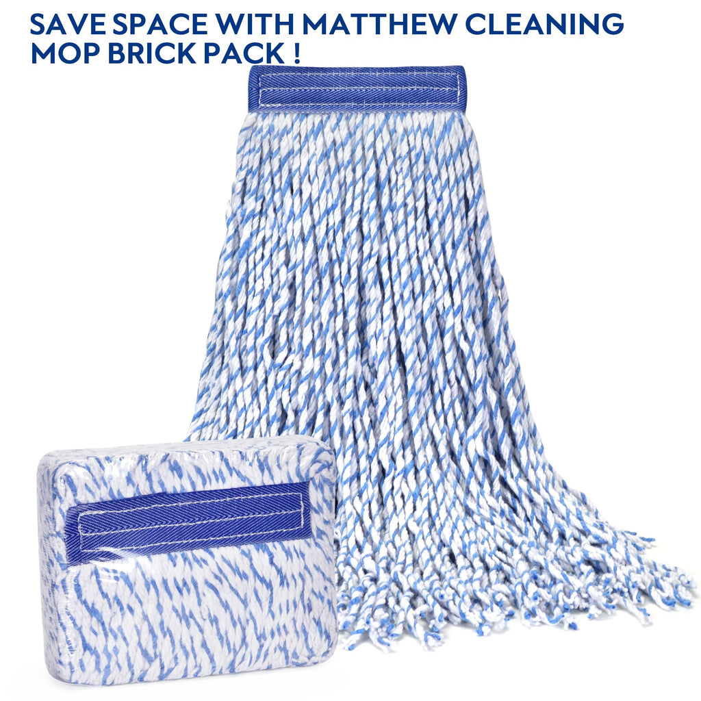 Matthew Cleaning Looped-Open Cotton Wet Mop 1.25'' Universal Headband Heavy Duty Commercial Mop Head Replacement for Indoor&Outdoor Use,Grease Stain Floor Cleaning String Mop Head Refills Pack of 24