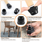 Ezprotekt 24 Pcs Chair Sliders for Carpet, Chair Glides for Carpet, Round Carpet Teflon Furniture Pads, Bar Stool Leg Protectors Caps, Furniture Sliders for Table, Chair (L Fit: 1-1/10" to 1-3/10")