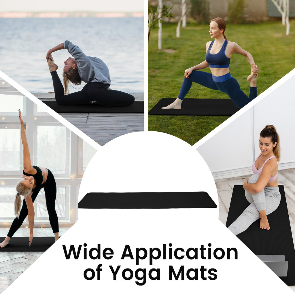 Fitvids 1/2-Inch Thick High Density Foam Exercise Yoga Mat with Carrying Strap, For Cushioning The Body Against Hard Floors, Midnight