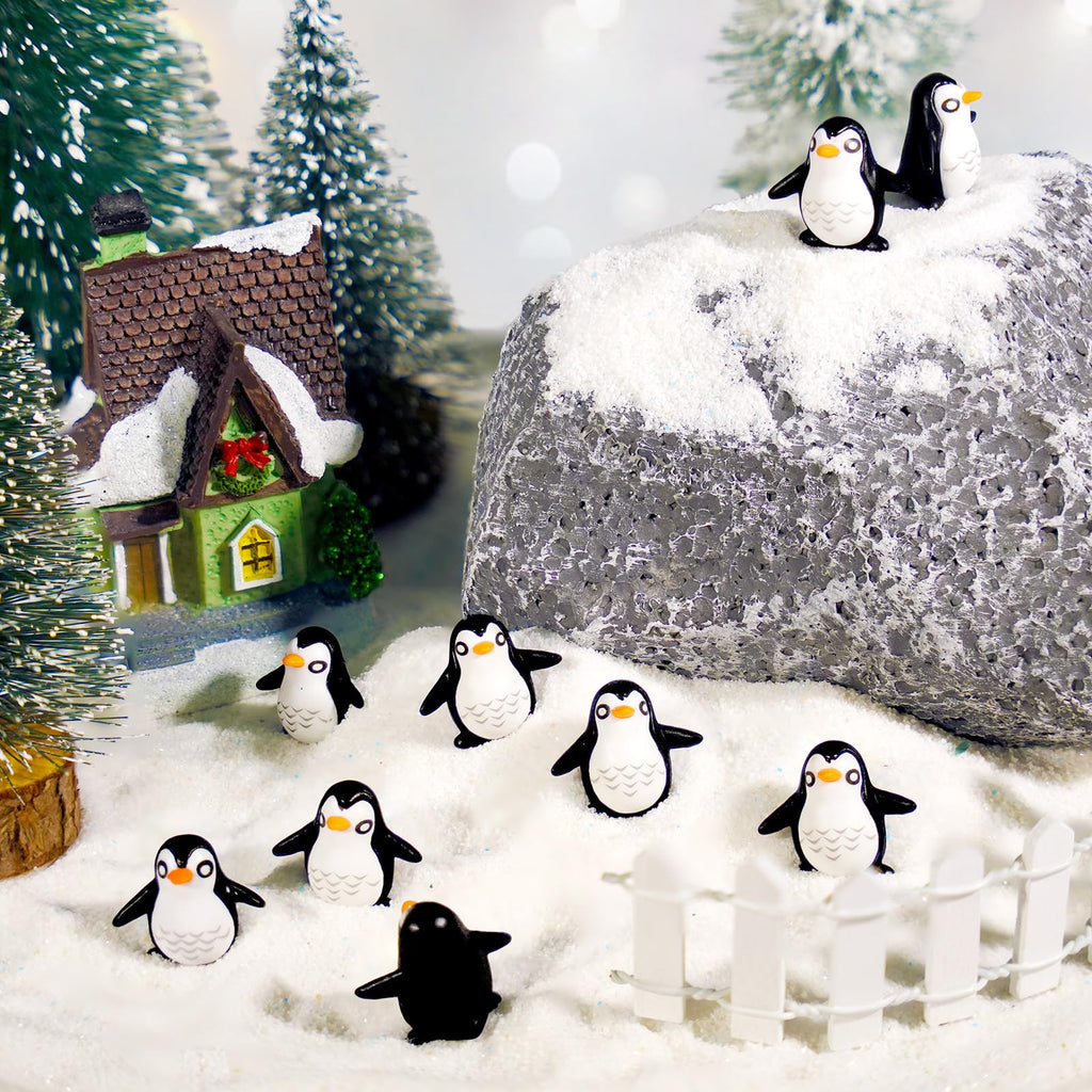 Bbiamsleep 130 Pcs Mini Penguin Figurines Mini Resin Penguins Winter Decor