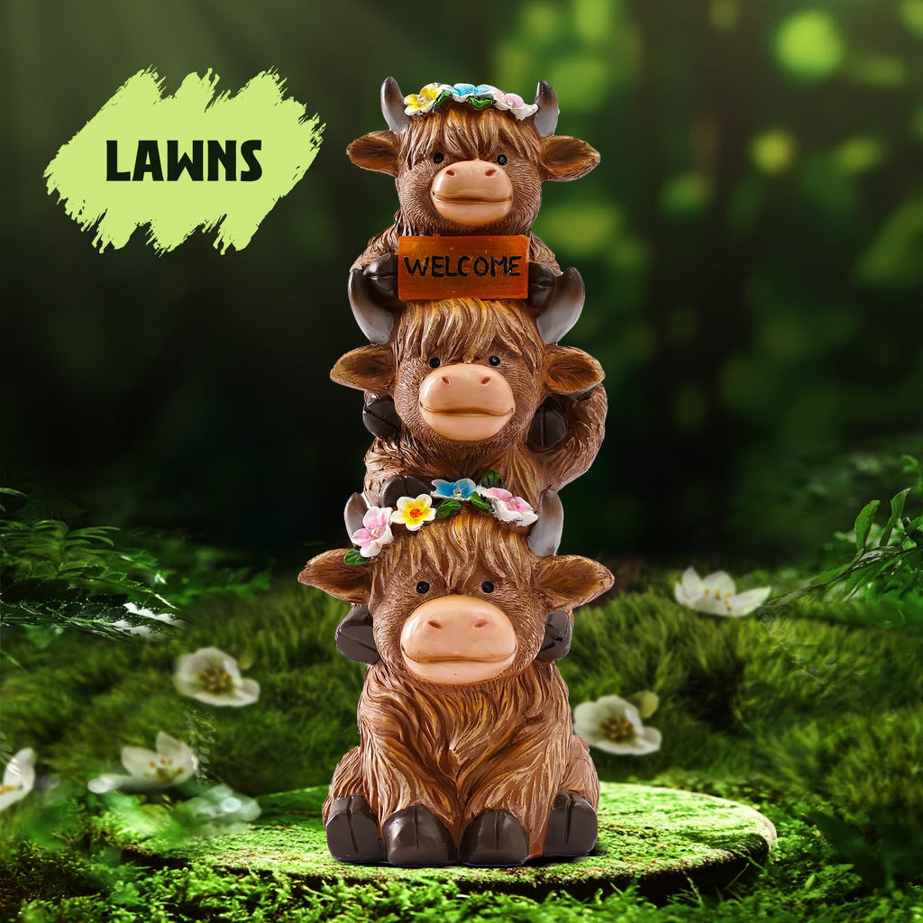 twinbling Garden Highland Cow Statue Solar Outdoor Decor