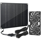 Solar Fan 30W Solar Powered Fan | Panel with 2 IPX7 Weatherproof Fans 5In Fans, Suitable for air Ventilation & Circulation in Outside Chicken Coops, Greenhouses, Sheds, Pet Houses