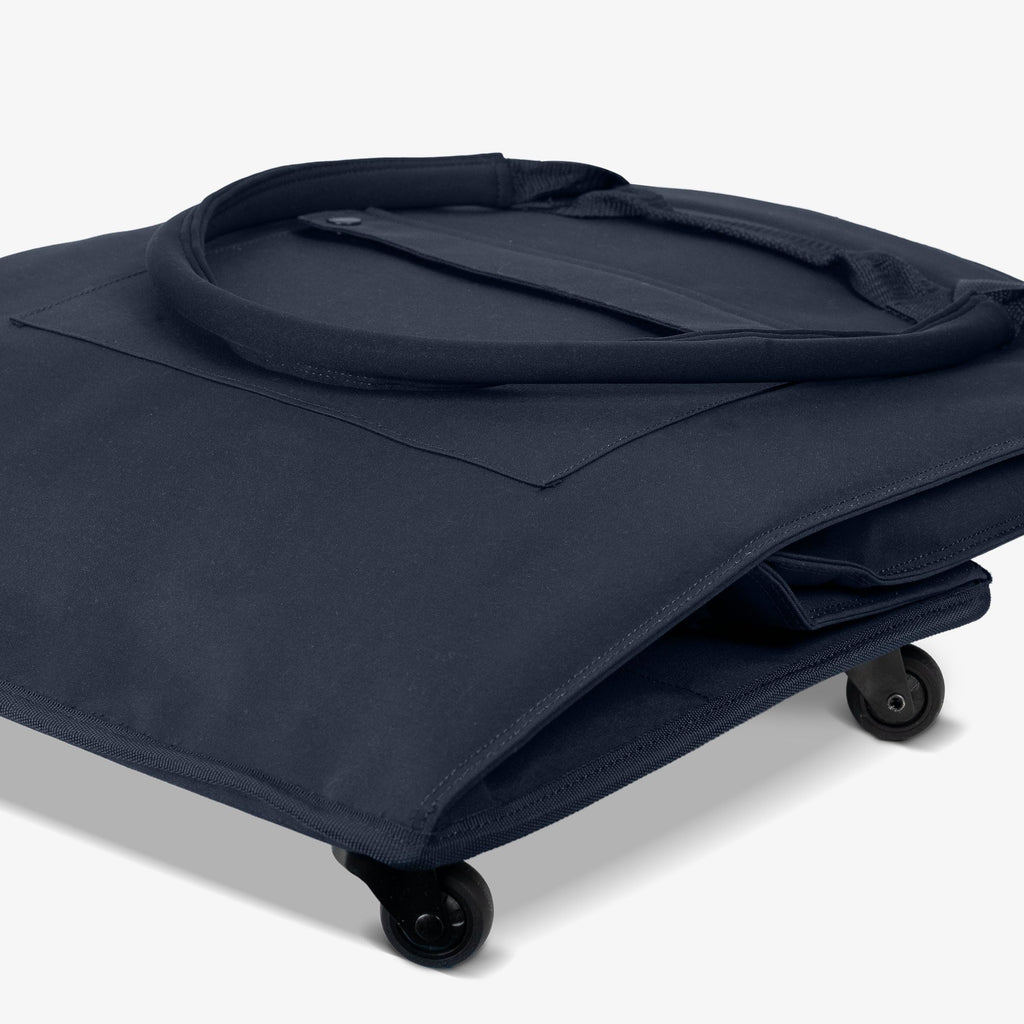 CleverMade Hauler Rolling Tote Bag, 90L Collapsible Portable Shopping Cart with Wheels for Groceries, Laundry, Organization – Utility Tote with 75 lb Capacity, Basket with Wheels, Leeward Navy