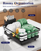 Kitsure Dish Drying Rack for Kitchen Counter, 12''W x 15.5''L, Black