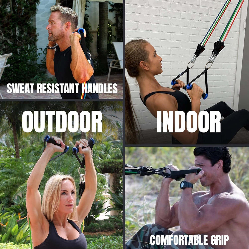 Bodylastics PRO Series Resistance Band Set - 5 Bands, Handles, Ankle Straps, Door Anchor, Carry Bag - Patented Clips and Snap Reduction Tech (3-190 Lbs Max Resistance)