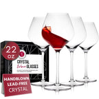 Gusto Nostro Crystal Wine Glasses Set of 4, 22 Oz Long Stem Modern Wine Glasses for White and Red Wine, Dishwasher Safe, Fancy, Elegant, Large and Tall Wine Glass for Wedding Christmas Anniversary
