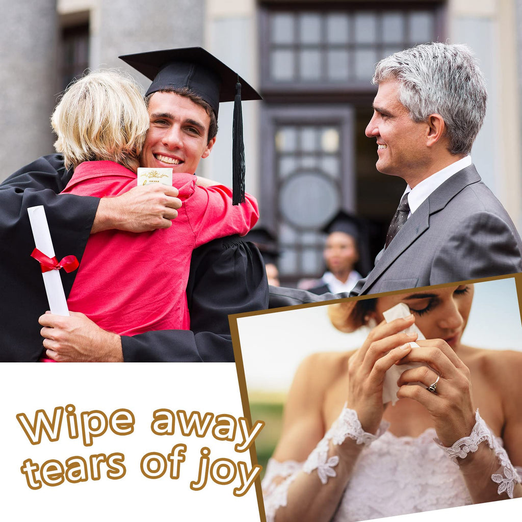 100 Pack For Your Happy Tears Wedding Tissues for Guests 3 Ply Pocket Size, Individual Travel Facial Tissue Packs for Wedding Party Favors(Classic)