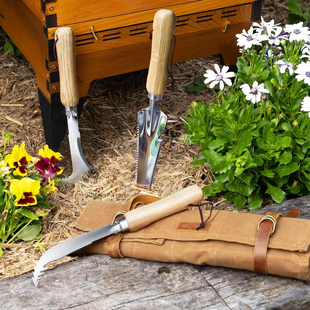 Jardineer Weed Puller Tools Set, 3 Pack Hand Crack Weeder, Stainless Heat Treated Steel Weed Root Remover with Ergonomic Handle, Multi-Purpose Weeding Tools for Lawn Garden Patio & Yard