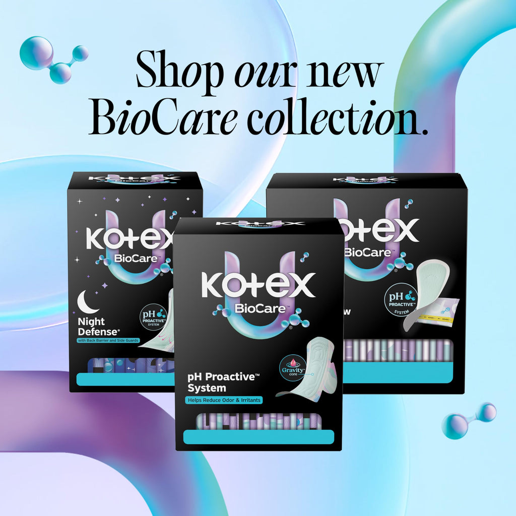 Kotex BioCare Ultra Thin Pads with Wings, Heavy Absorbency, 72 Count (3 Packs of 24)(Packaging May Vary)