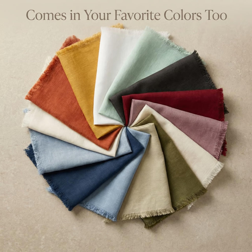 Accent Home Natural Linen Cloth Napkins, Set of 12, 18x18 Inches