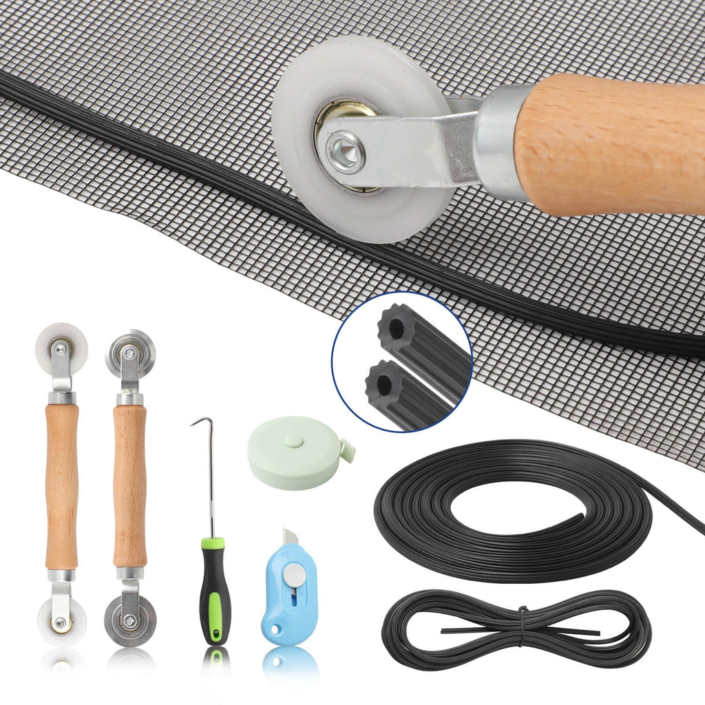 Window Screen Door Repair Kit Include Window Screens Mesh 48"x118" with All Tools in Window Screen Replacement(2pcs Screen Rollers, Screen splines, Hook, Utility Knife and Ruler), Yolovit