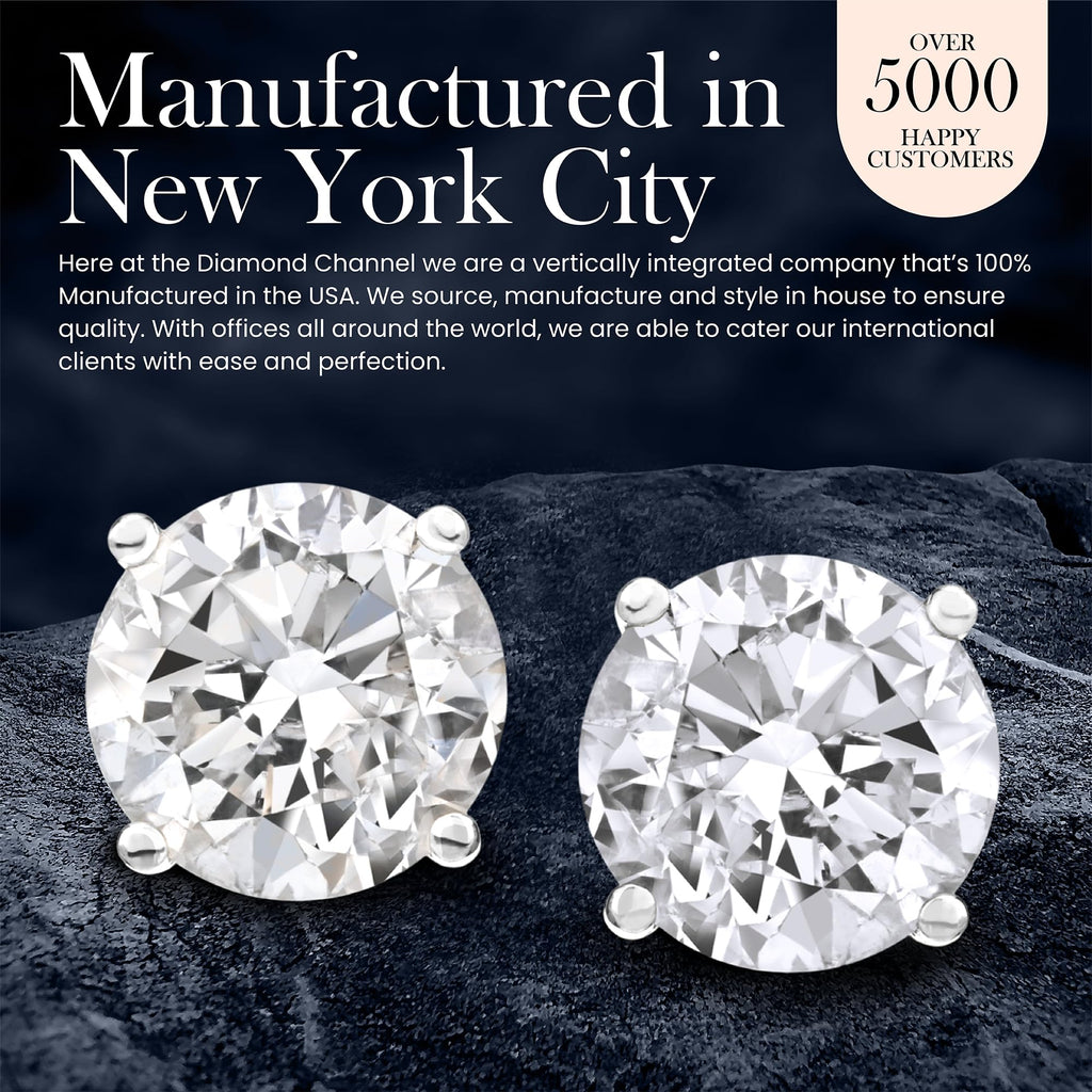 The Diamond Channel CERTIFIED 1 to 12 Carat LAB GROWN Solitaire Diamond Stud Earrings Round Cut 4 Prong Screw Back (F-G Color, VS1-VS2 Eye Clean Clarity)