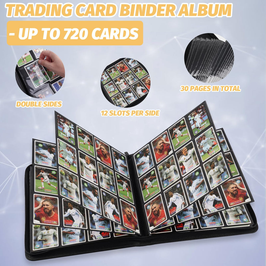 Foalgo Trading Card Binder, Card Collection Binder Album Folder with 720 Side Loading Pockets, 12 Pocket Trading Card Album Folder for TGC,MTG, Baseball Cards, Yugioh
