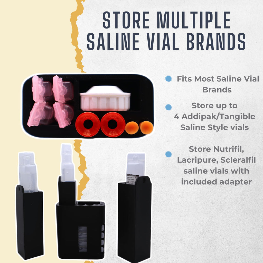 FOCAL POINT PRINTS ScleraMate Scleral Contact Lens Storage Case Travel Kit. Scleral Lens Kit Organizer. Store Saline solution, Contact lens case, Scleral lens inserter and Scleral Lens remover