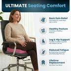 ComfiLife Extra Large Gel & Memory Foam Seat Cushion - Doctor Recommended Office Chair Cushion, Car Seat Cushion - Back & Sciatica Pain Relief - Wide Seat Cushion for Big & Tall (Pink)