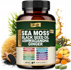 MPRAYAN Sea Moss Black Seed Oil Ashwagandha Capsules - 10:1 Extract Blend 60ct
